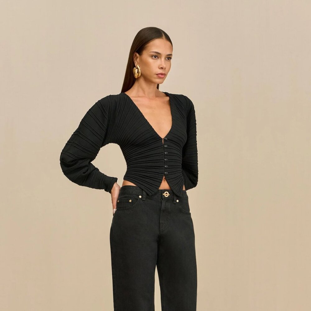 NEW Cult Gaia Blair Knit Cardigan Black - S